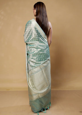 Blue Tissue Silk Saree With Blouse Piece