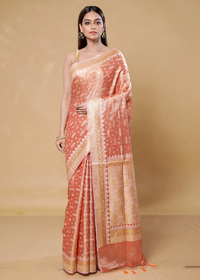 Peach Tissue Silk Saree With Blouse Piece