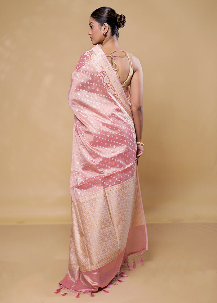 Pink Tissue Silk Saree With Blouse Piece