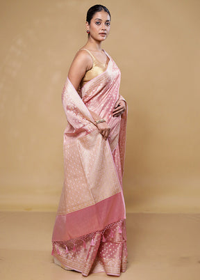 Pink Tissue Silk Saree With Blouse Piece