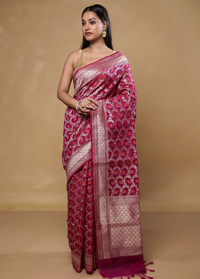 Pink Kora Silk Saree With Blouse Piece