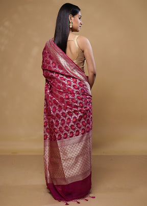 Pink Kora Silk Saree With Blouse Piece