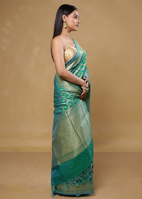 Green Kora Silk Saree With Blouse Piece