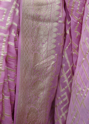 Pink Handloom Pure Georgette Saree With Blouse Piece