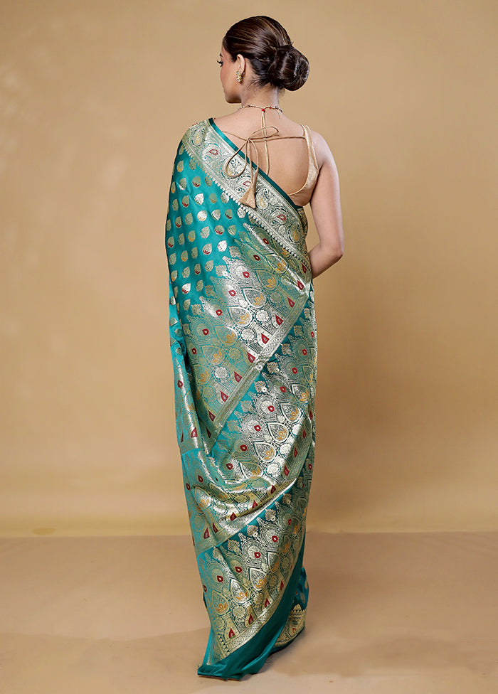 Green Banarasi Silk Saree With Blouse Piece