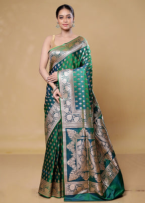 Green Banarasi Silk Saree With Blouse Piece