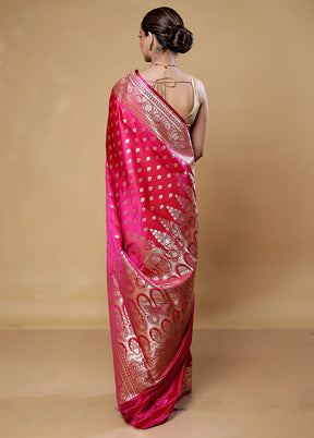 Pink Banarasi Silk Saree With Blouse Piece