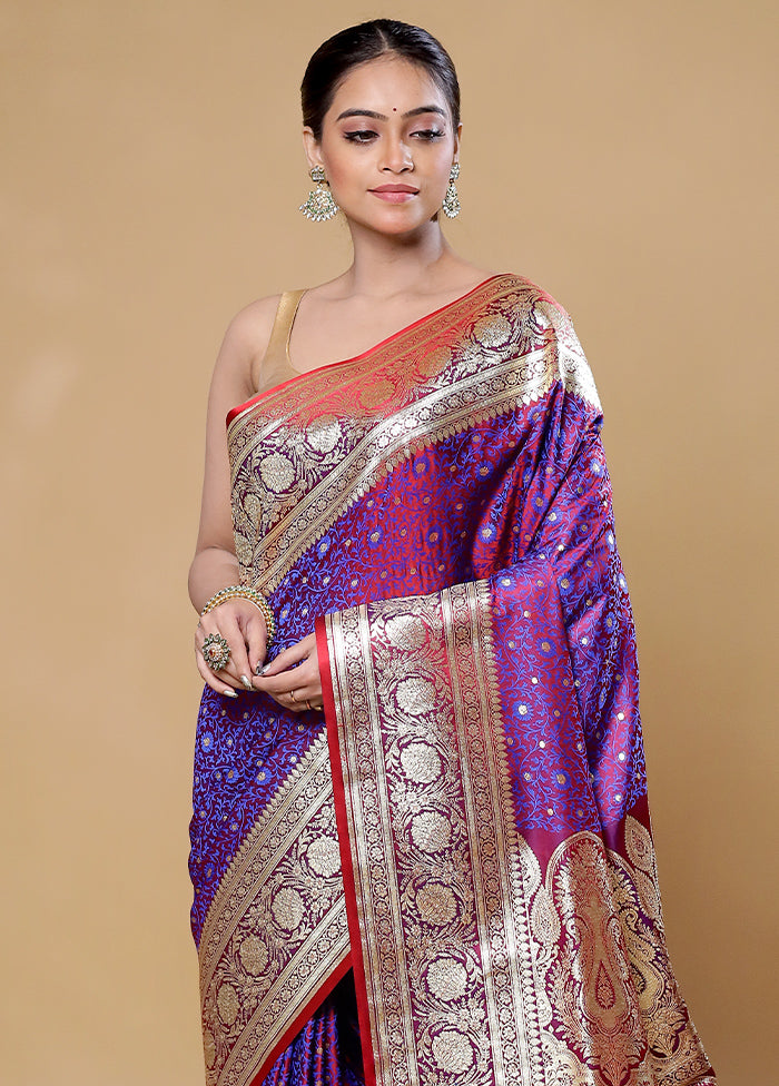 Purple Tanchoi Silk Saree With Blouse Piece