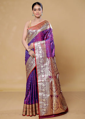 Purple Tanchoi Silk Saree With Blouse Piece