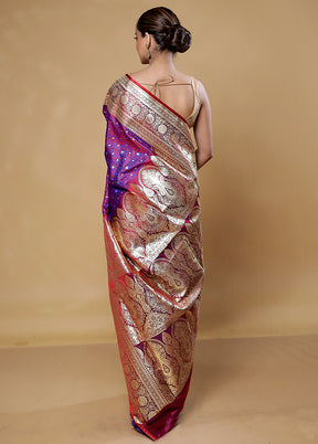 Purple Tanchoi Silk Saree With Blouse Piece