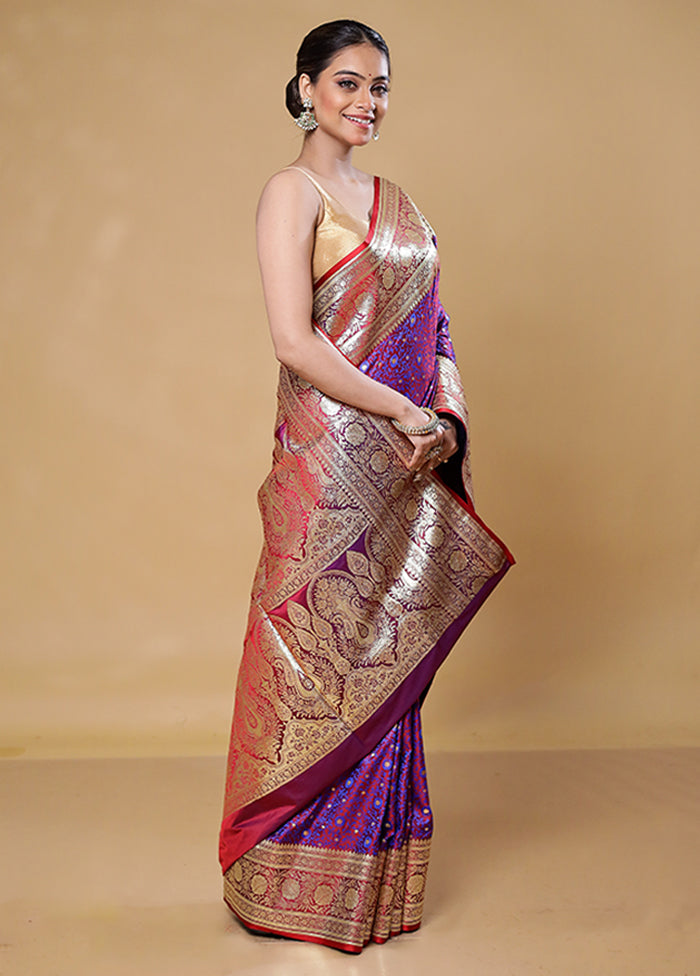 Purple Tanchoi Silk Saree With Blouse Piece