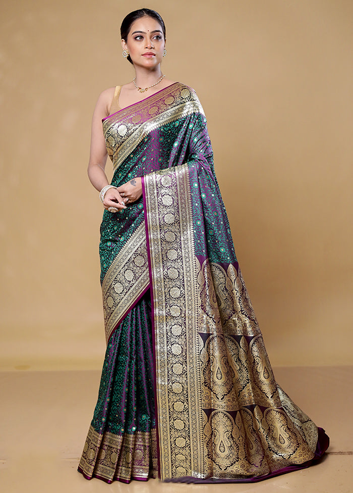 Purple Tanchoi Silk Saree With Blouse Piece