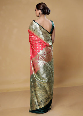 Pink Tanchoi Silk Saree With Blouse Piece