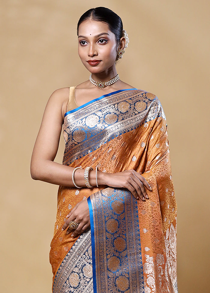 Yellow Tanchoi Silk Saree With Blouse Piece