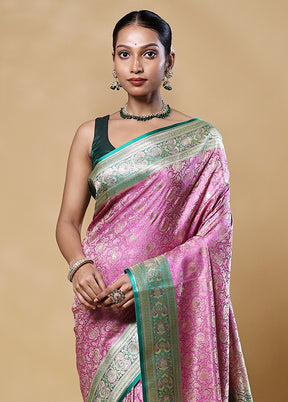 Pink Tanchoi Silk Saree With Blouse Piece