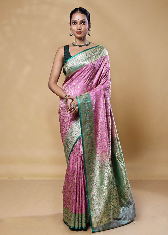 Pink Tanchoi Silk Saree With Blouse Piece