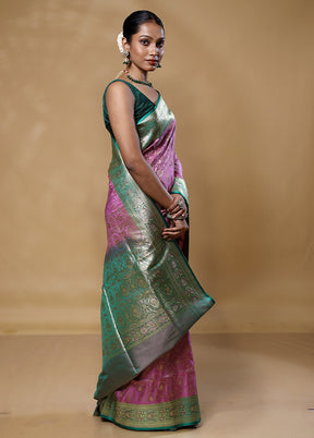 Pink Tanchoi Silk Saree With Blouse Piece