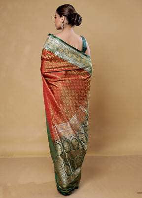 Rust Tanchoi Silk Saree With Blouse Piece