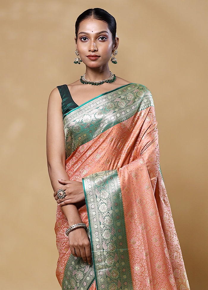 Orange Tanchoi Silk Saree With Blouse Piece