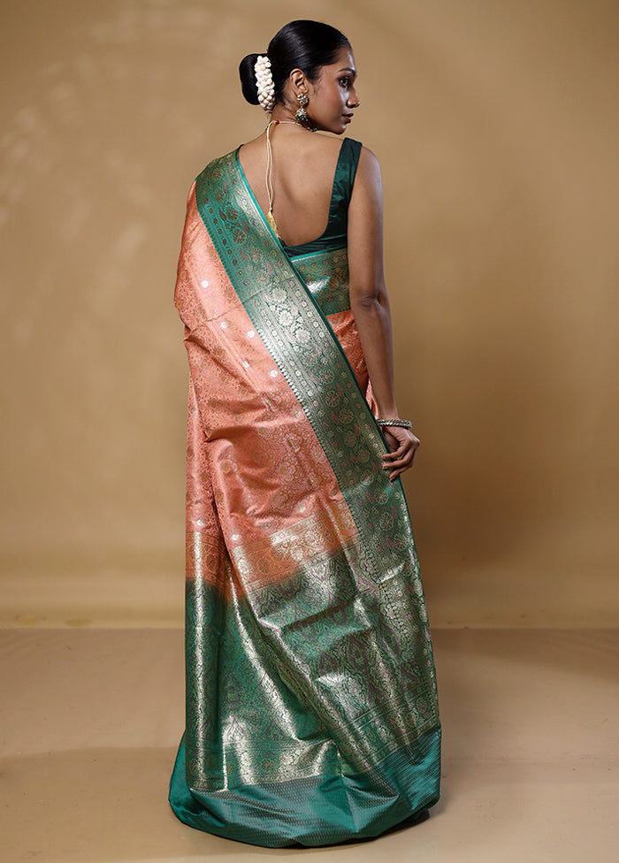 Orange Tanchoi Silk Saree With Blouse Piece