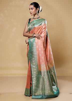 Orange Tanchoi Silk Saree With Blouse Piece