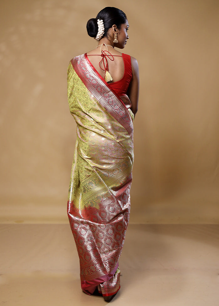 Yellow Tanchoi Silk Saree With Blouse Piece