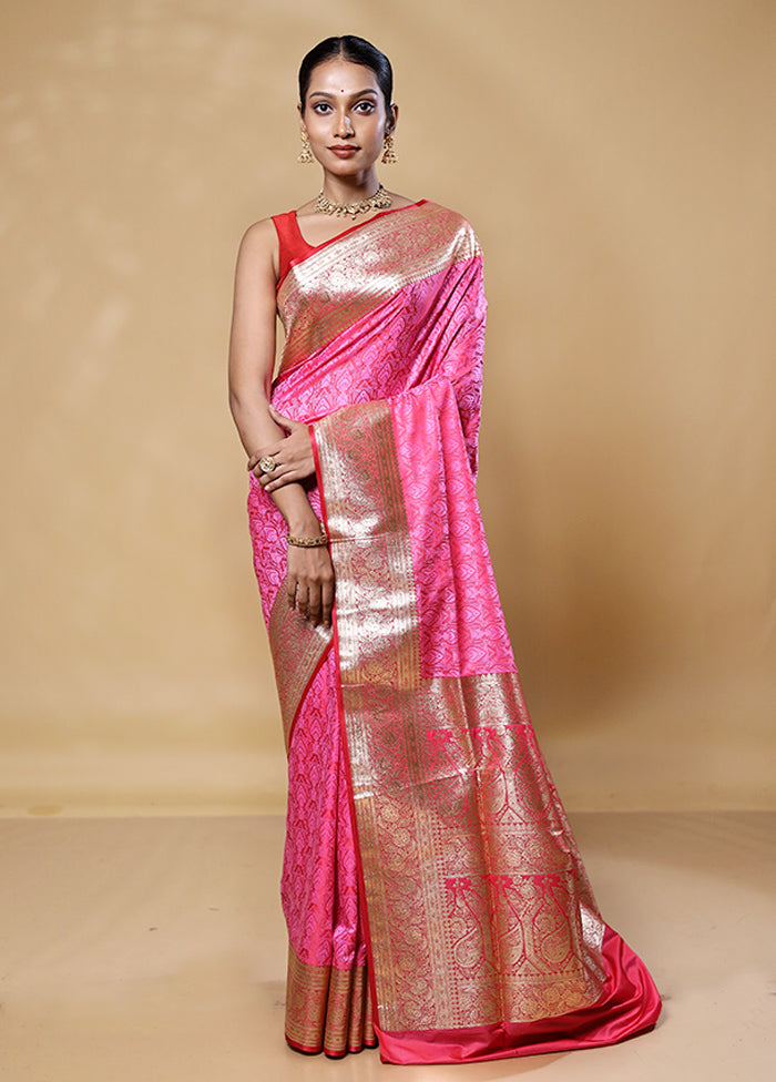 Pink Tanchoi Silk Saree With Blouse Piece