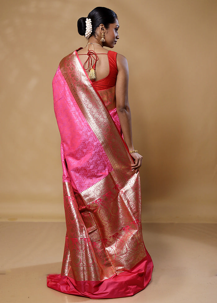 Pink Tanchoi Silk Saree With Blouse Piece