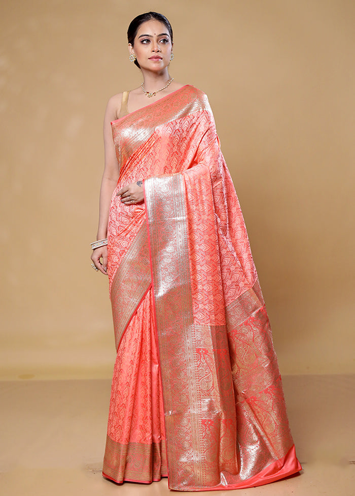 Pink Tanchoi Silk Saree With Blouse Piece