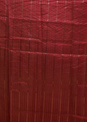 Maroon Handloom Katan Pure Silk Saree With Blouse Piece