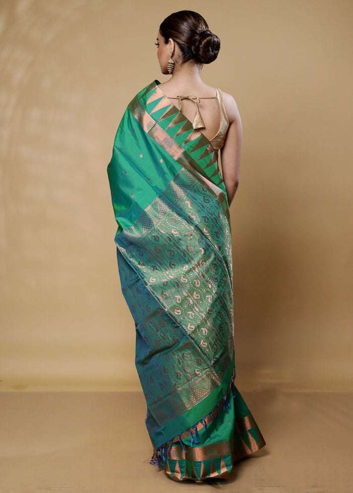 Green Kanjivaram Silk Saree With Blouse Piece