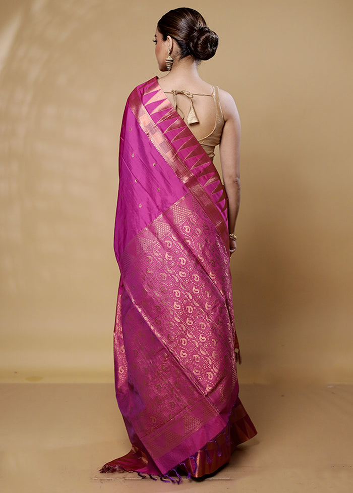 Purple Kanjivaram Silk Saree With Blouse Piece