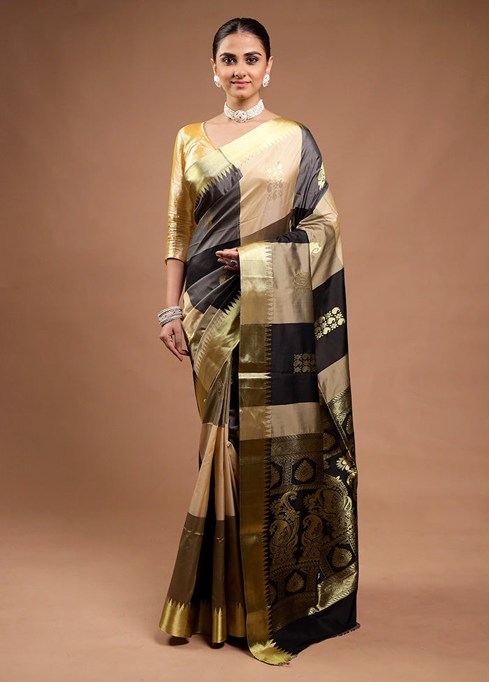 Black Kanjivaram Silk Saree With Blouse Piece