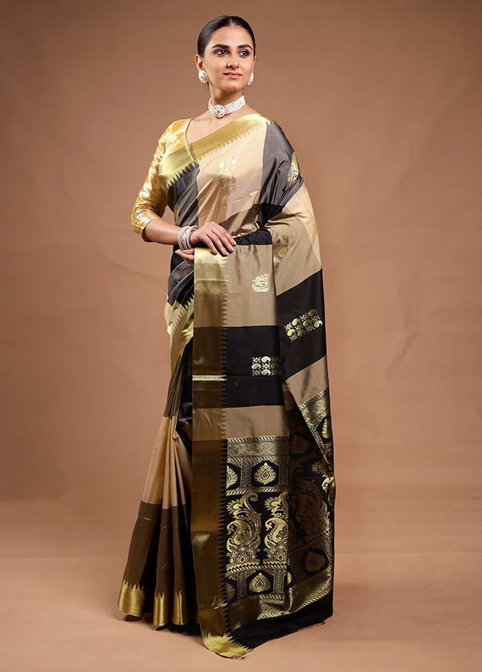 Black Kanjivaram Silk Saree With Blouse Piece