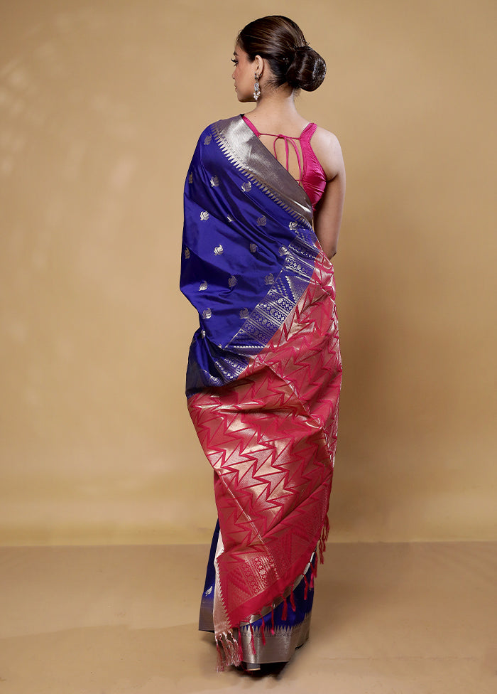 Blue Kanjivaram Silk Saree With Blouse Piece