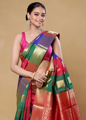 Green Kanjivaram Silk Saree With Blouse Piece