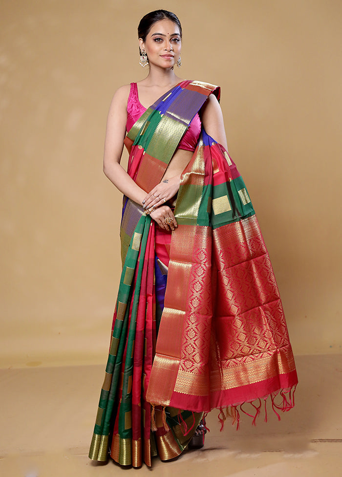 Green Kanjivaram Silk Saree With Blouse Piece