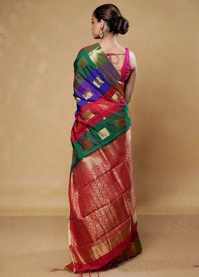 Green Kanjivaram Silk Saree With Blouse Piece