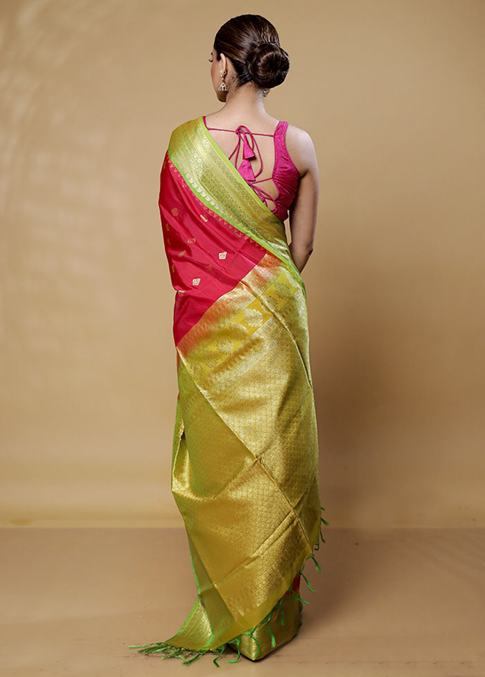 Red Kanjivaram Silk Saree With Blouse Piece