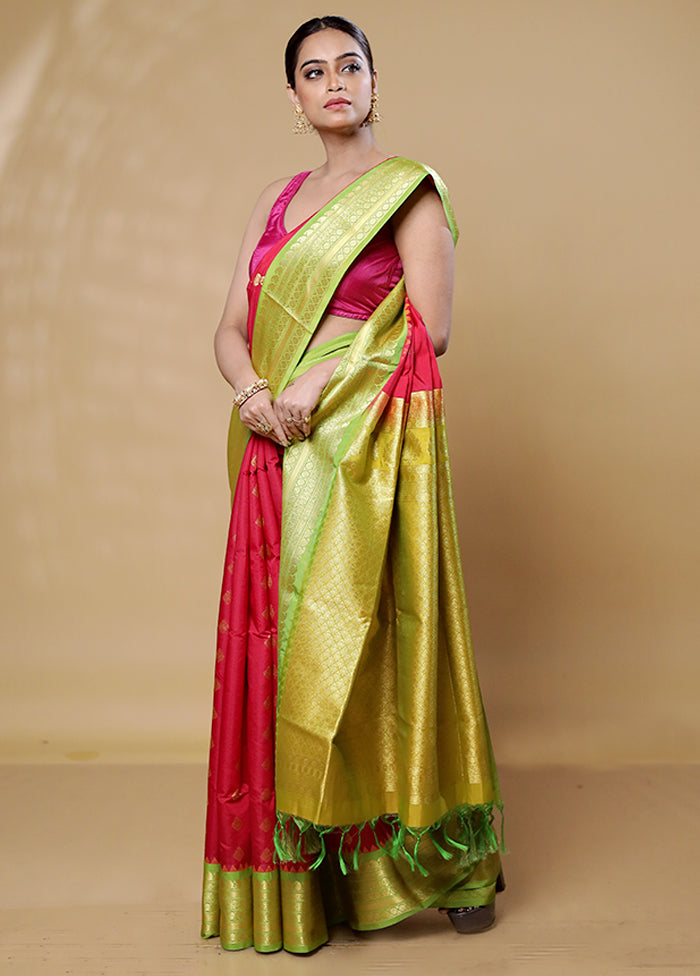 Red Kanjivaram Silk Saree With Blouse Piece