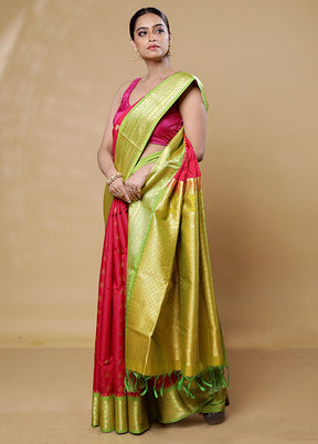 Red Kanjivaram Silk Saree With Blouse Piece