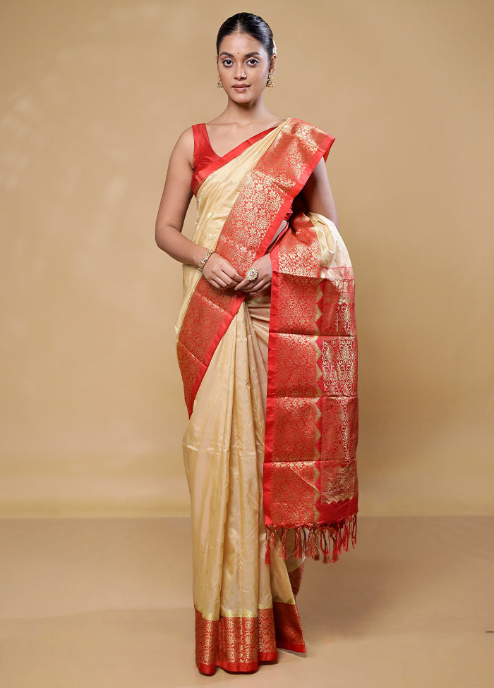 Yellow Kanjivaram Silk Saree With Blouse Piece