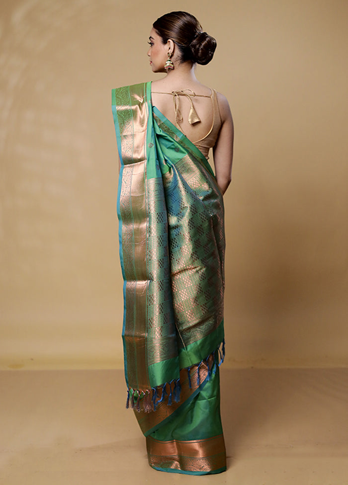 Green Kanjivaram Silk Saree With Blouse Piece