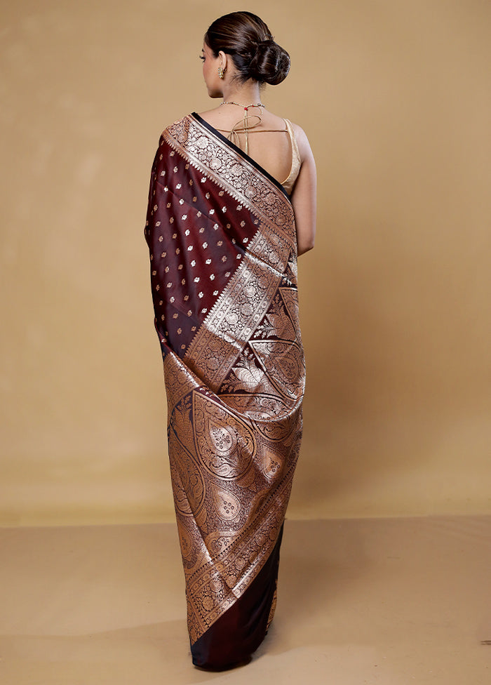 Maroon Banarasi Silk Saree With Blouse Piece