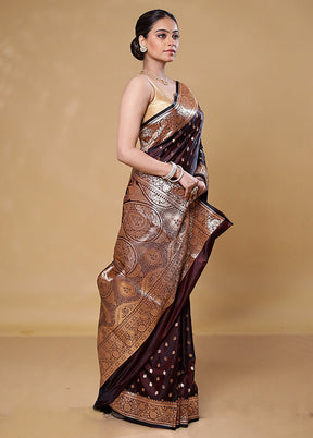 Maroon Banarasi Silk Saree With Blouse Piece