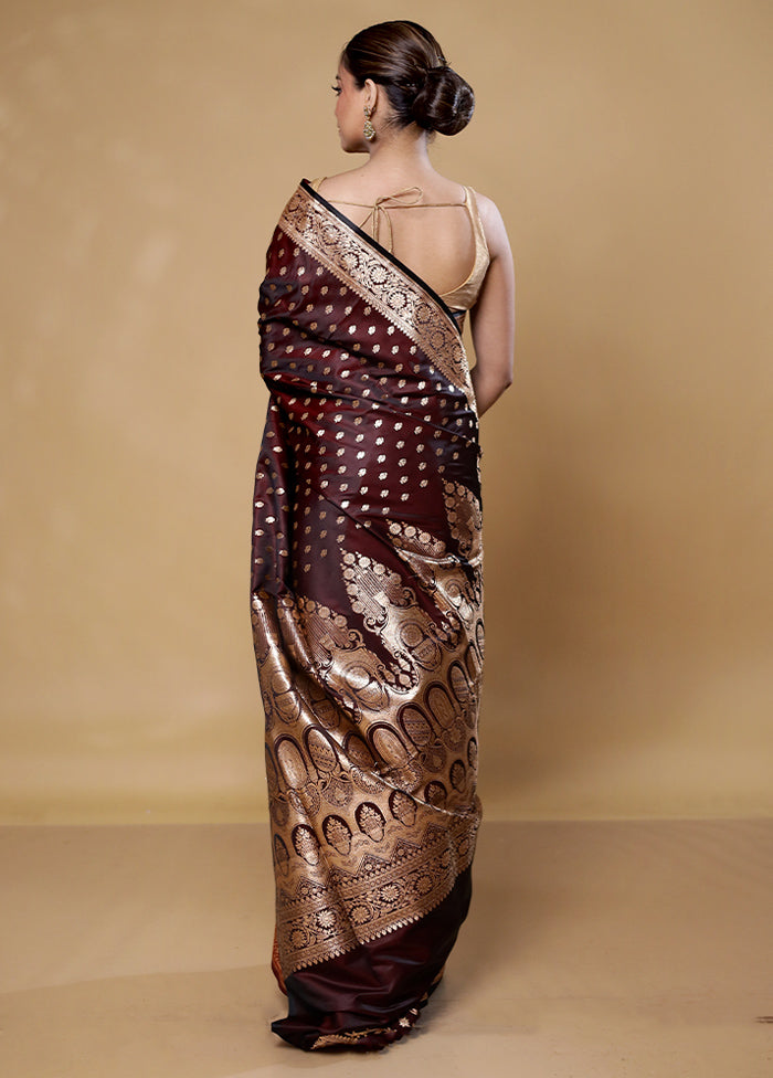 Brown Banarasi Silk Saree With Blouse Piece