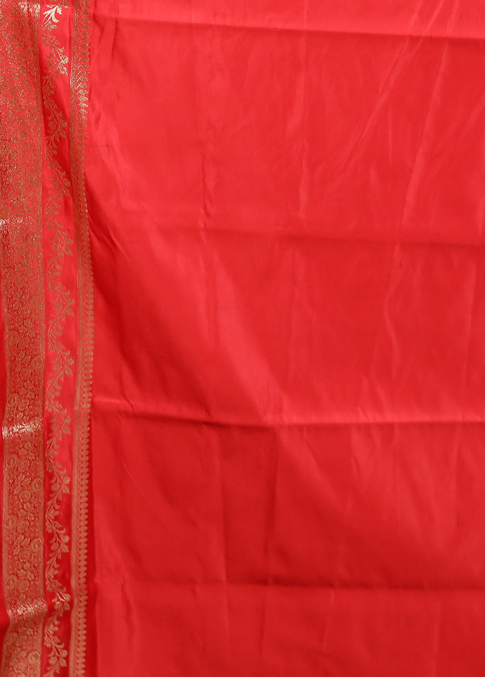 Red Banarasi Silk Saree With Blouse Piece