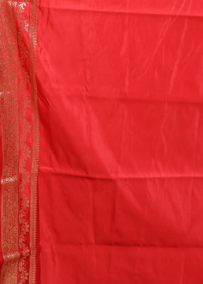 Red Banarasi Silk Saree With Blouse Piece