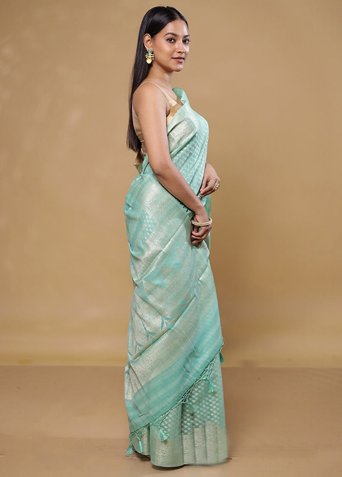 Blue Cotton Saree With Blouse Piece