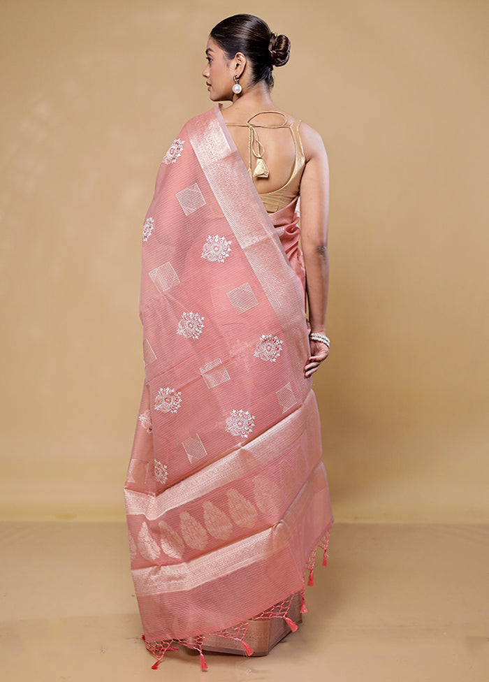 Pink Kota Cotton Saree With Blouse Piece